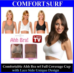 1 Set 3 pcs Classic Color Lace Side Comfortable Ahh Bra with Soft Full Coverage Cup